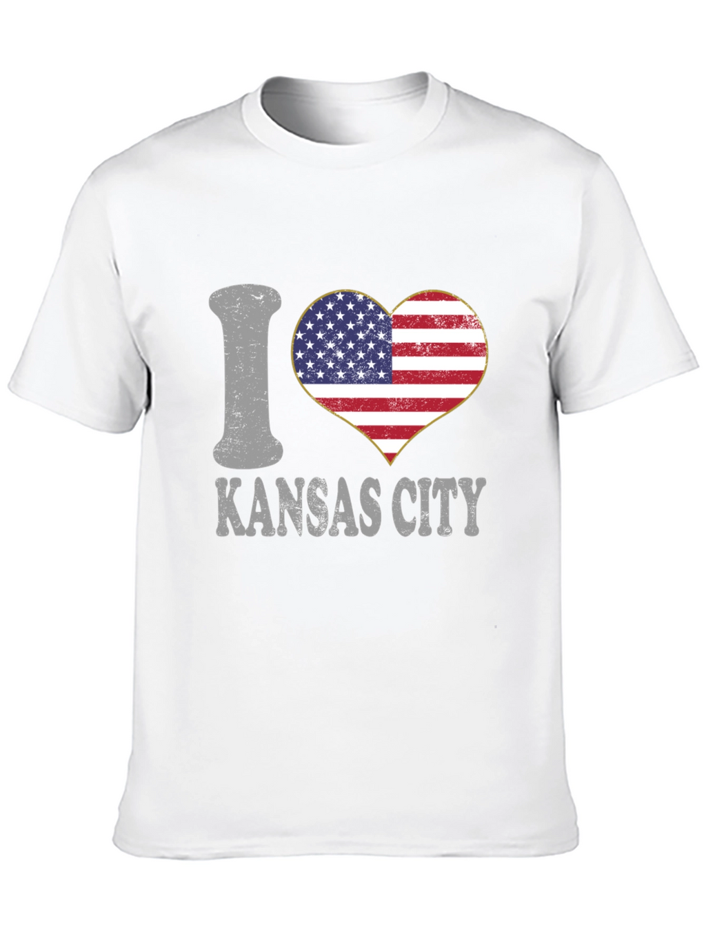 I Love Kansas City USA Flag Heart T-Shirt