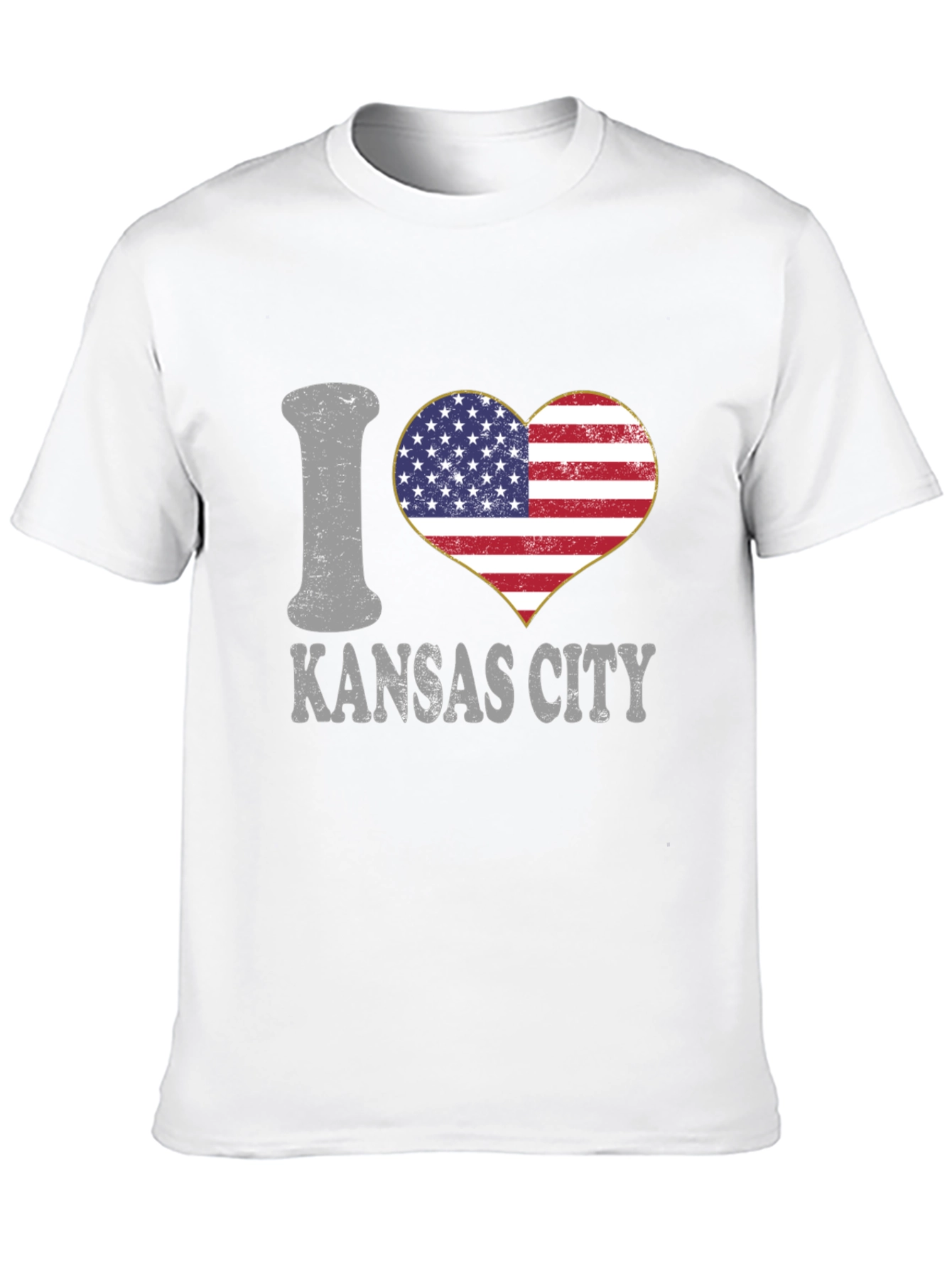 I Love Kansas City USA Flag Heart T-Shirt