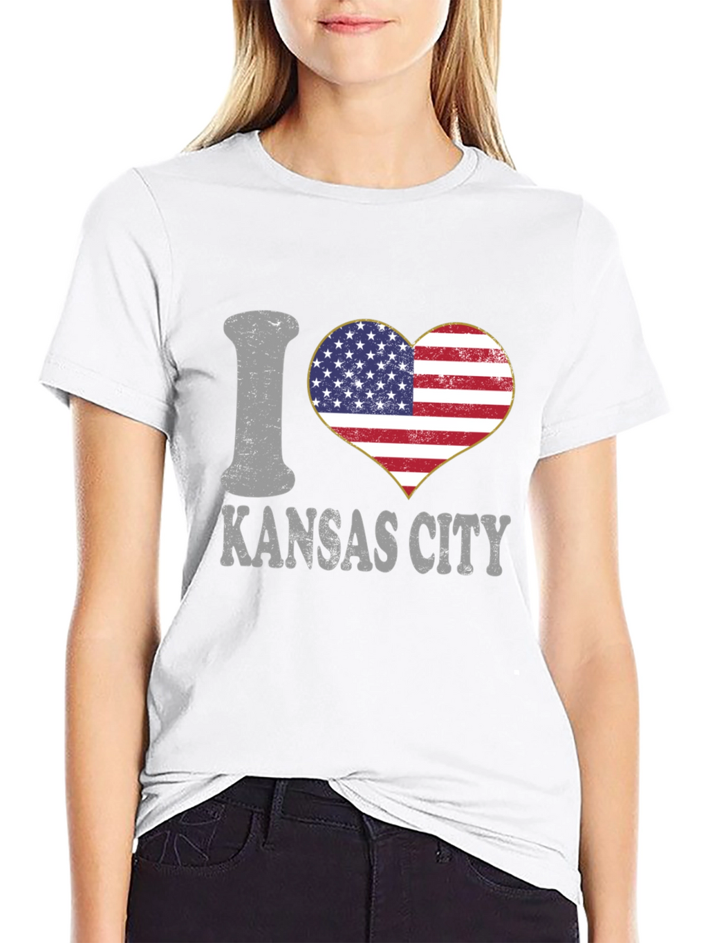 I Love Kansas City USA Flag Heart T-Shirt