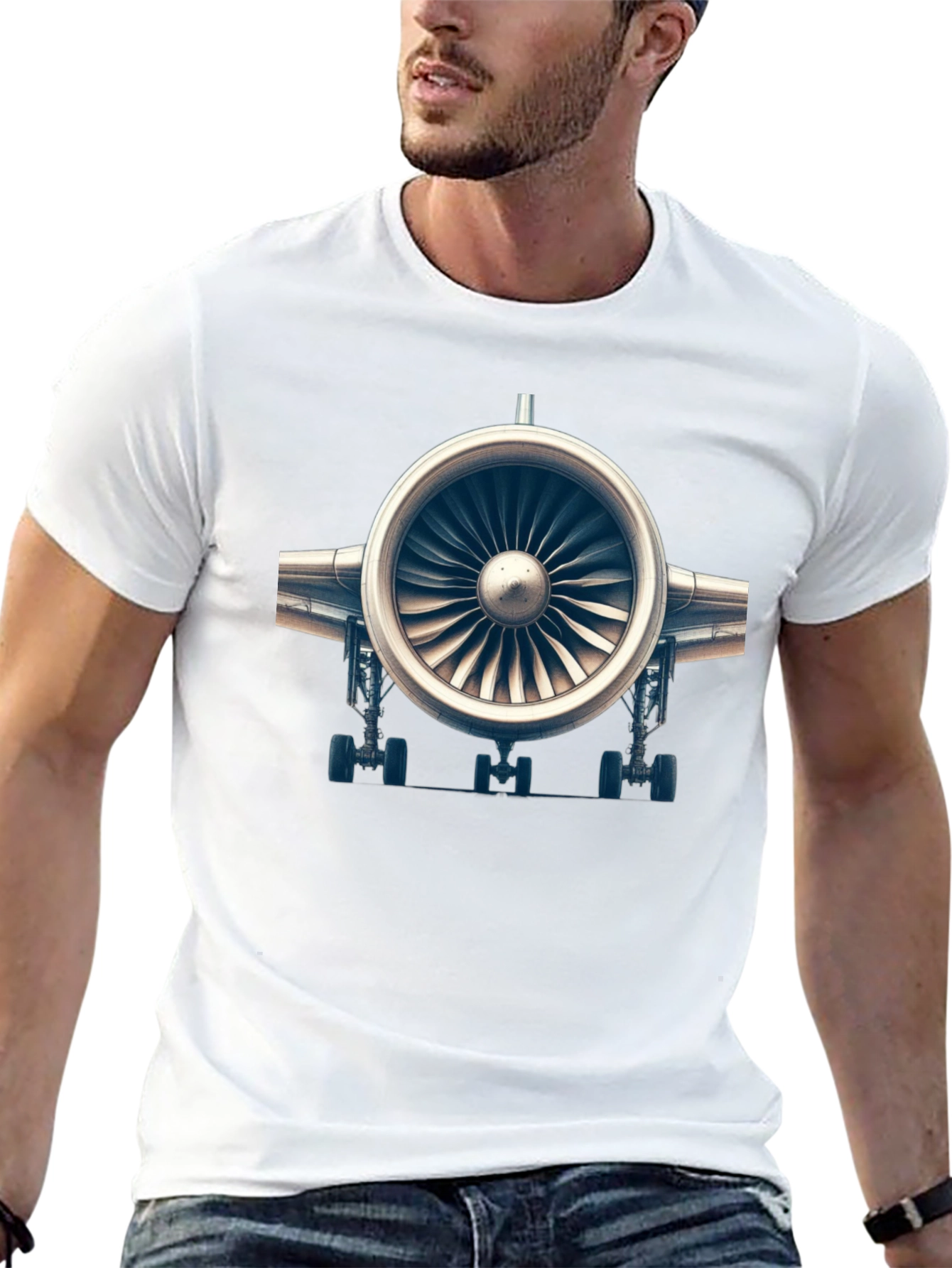 Jet Engine Graphic Tee - Black Cotton Comfort