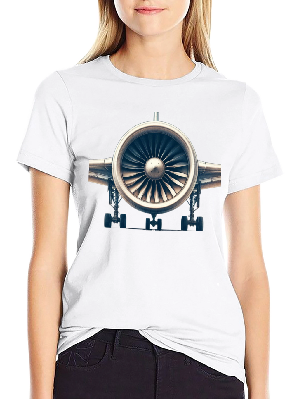 Jet Engine Graphic Tee - Black Cotton Comfort