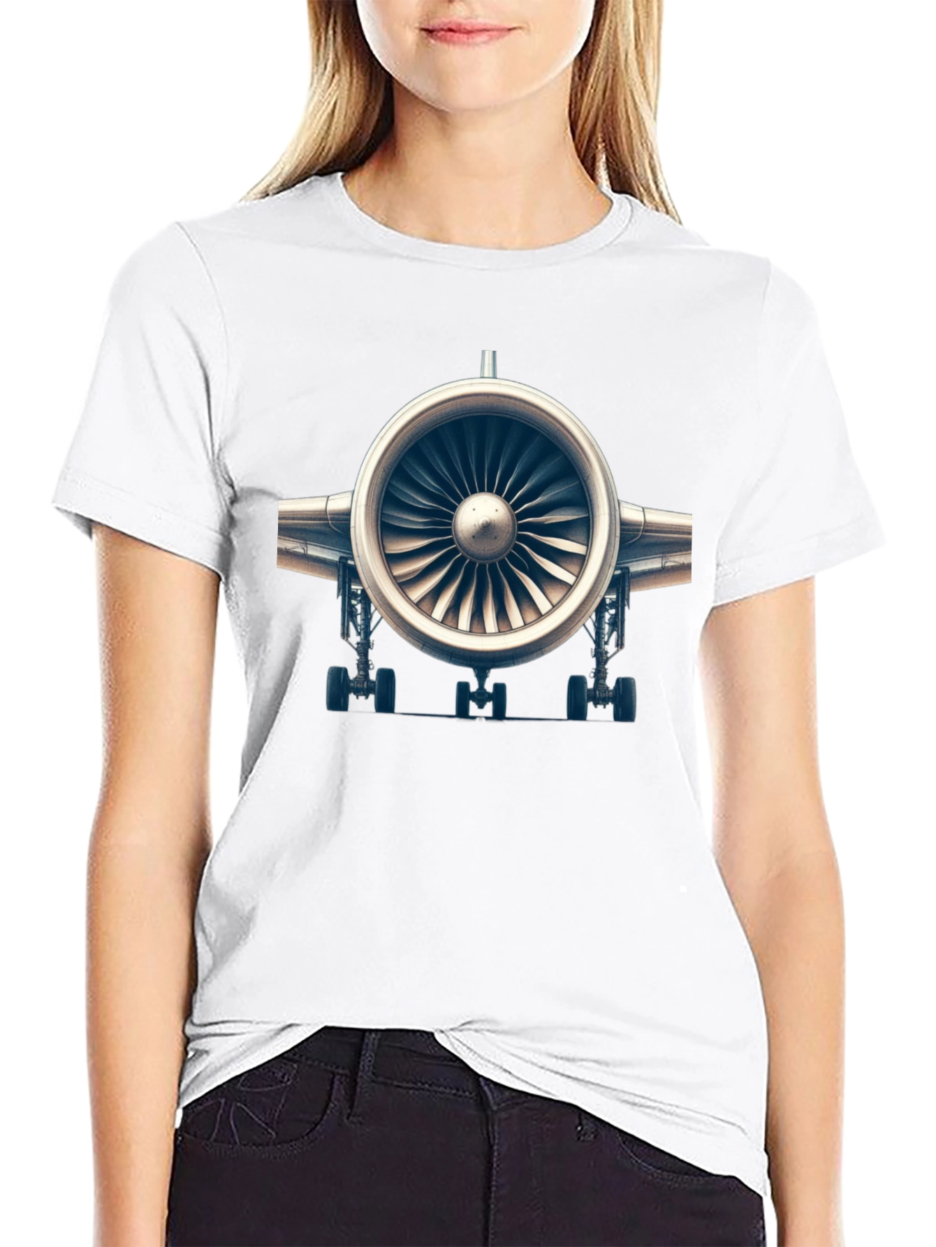 Jet Engine Graphic Tee - Black Cotton Comfort