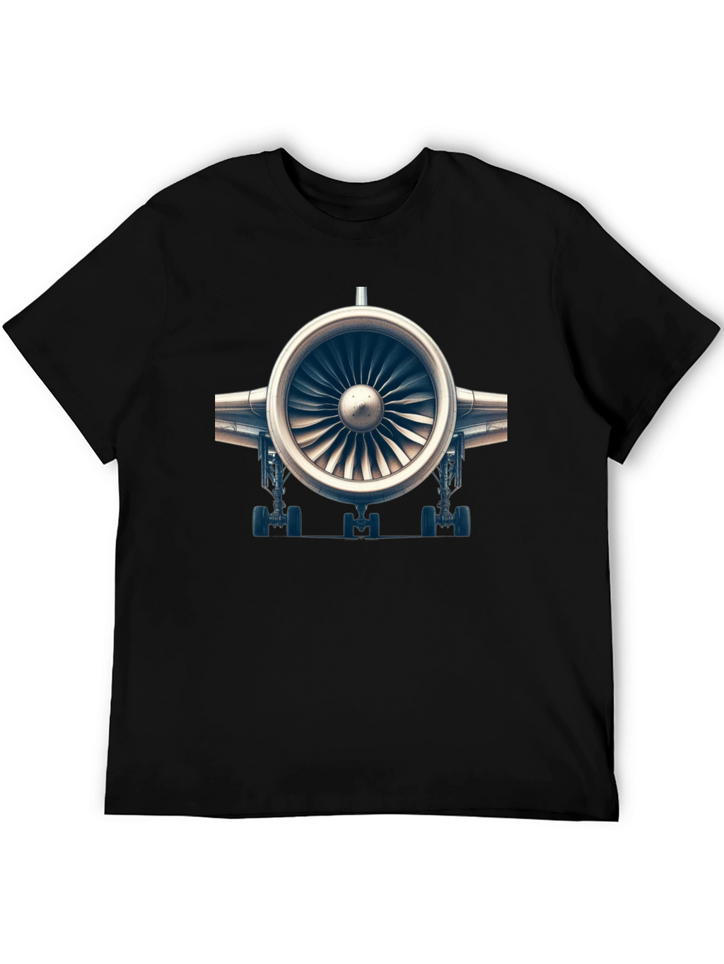 Jet Engine Graphic Tee - Black Cotton Comfort