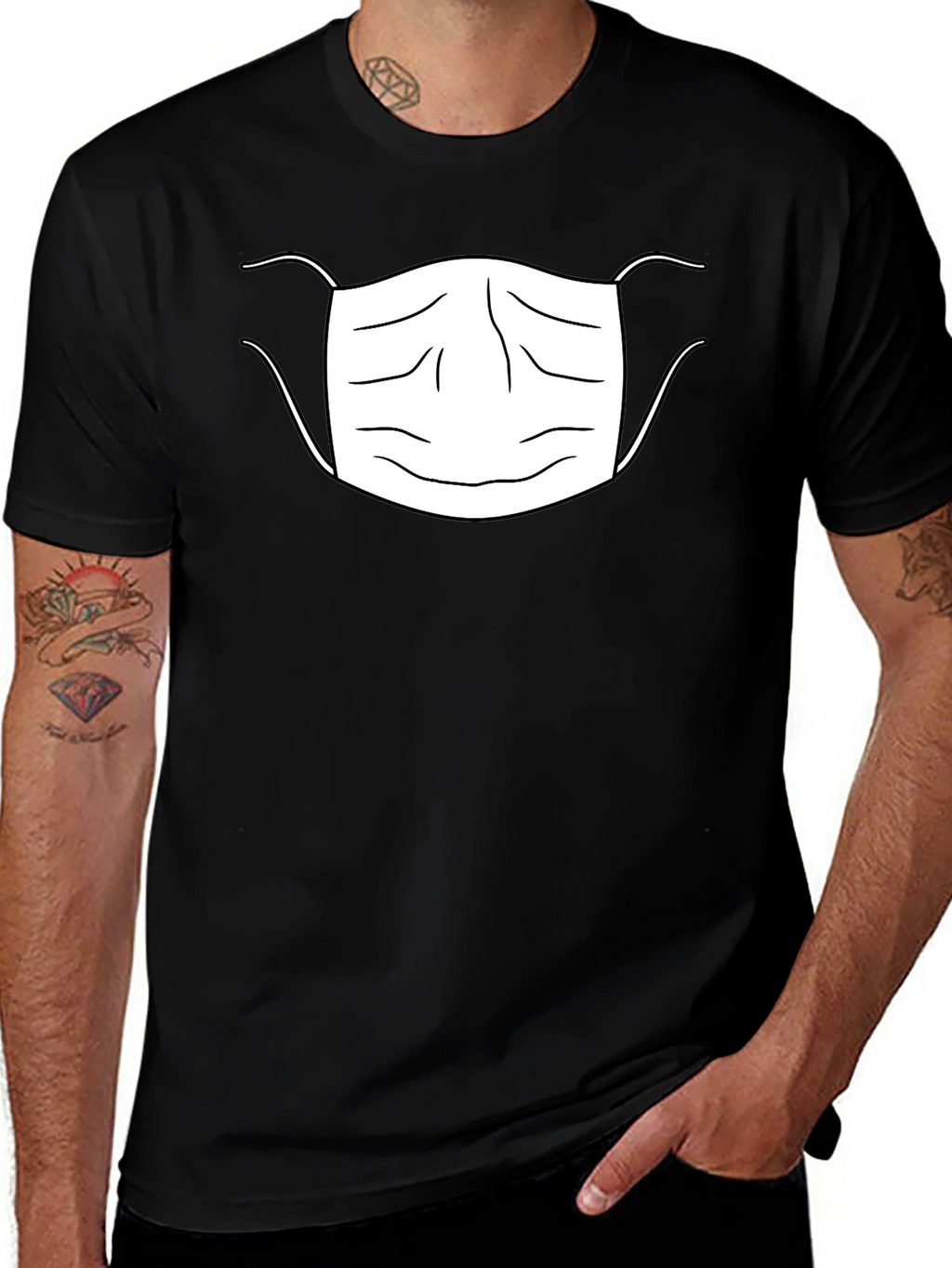 Face Mask Graphic T-Shirt Black Unisex