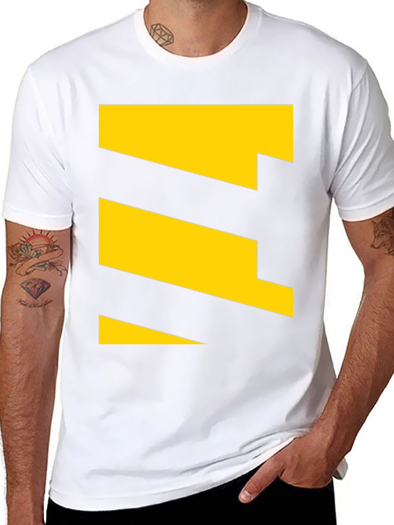 Geometric Yellow Pattern Tee - Modern Casual