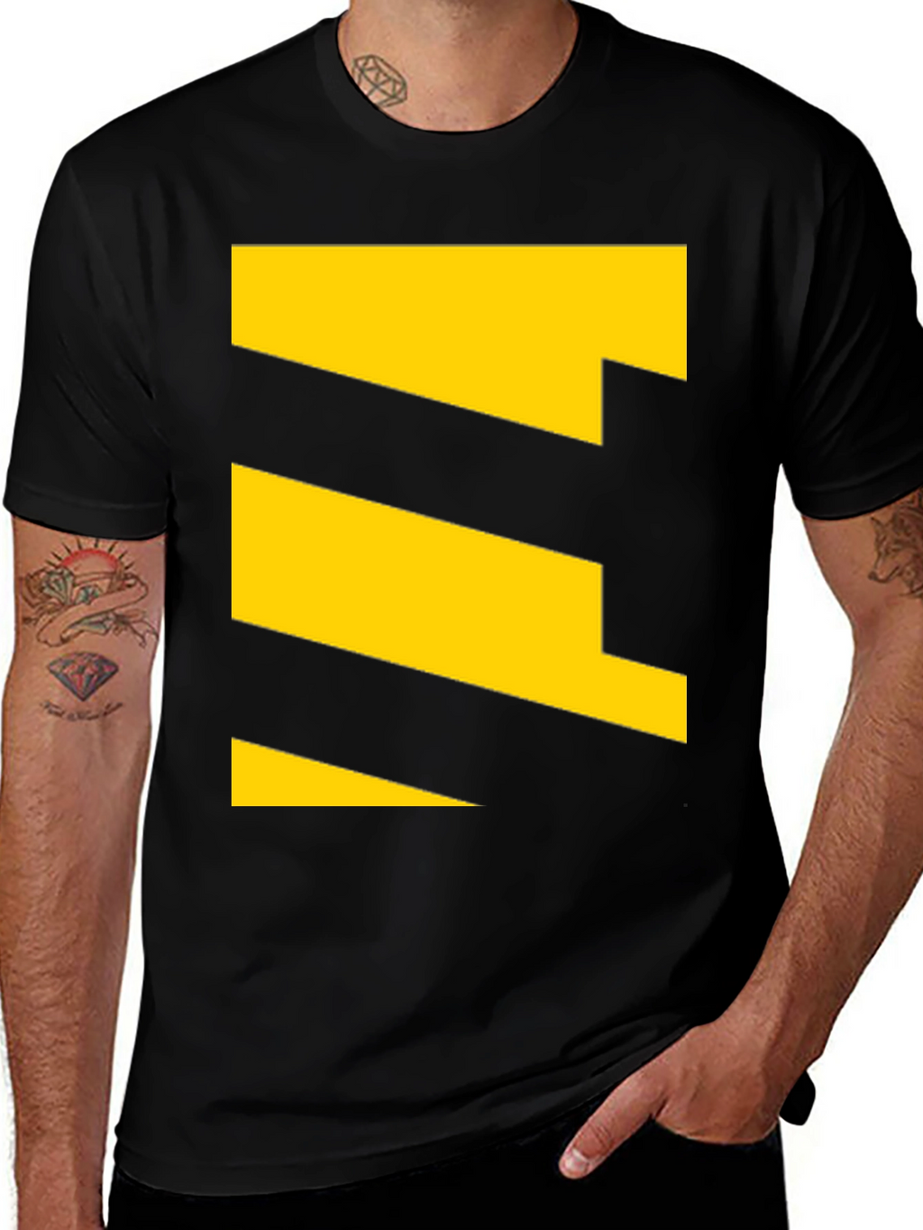 Geometric Yellow Pattern Tee - Modern Casual