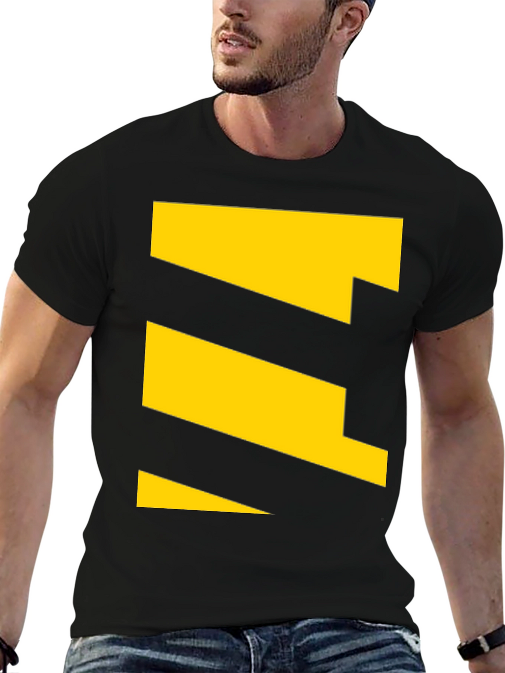 Geometric Yellow Pattern Tee - Modern Casual