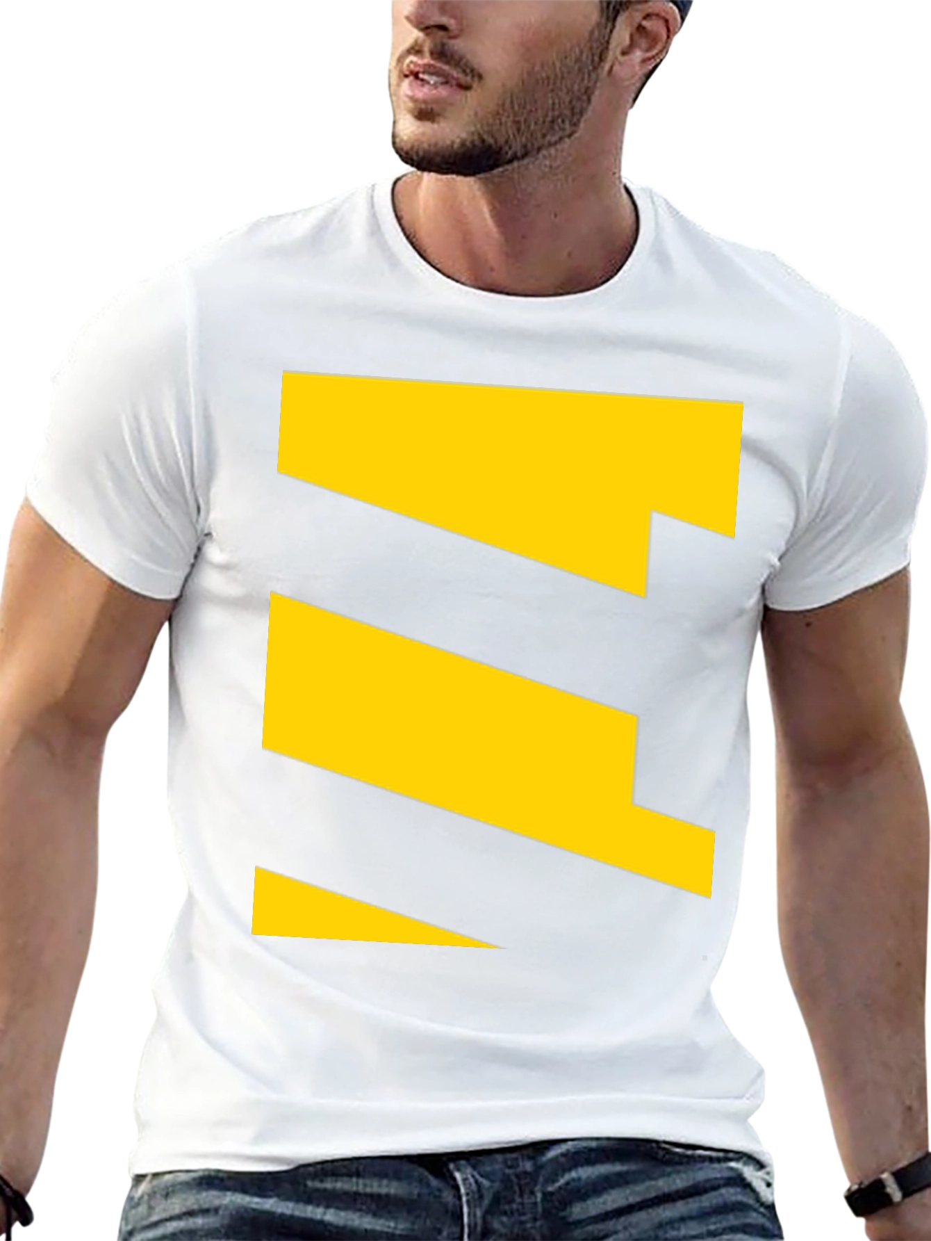 Geometric Yellow Pattern Tee - Modern Casual