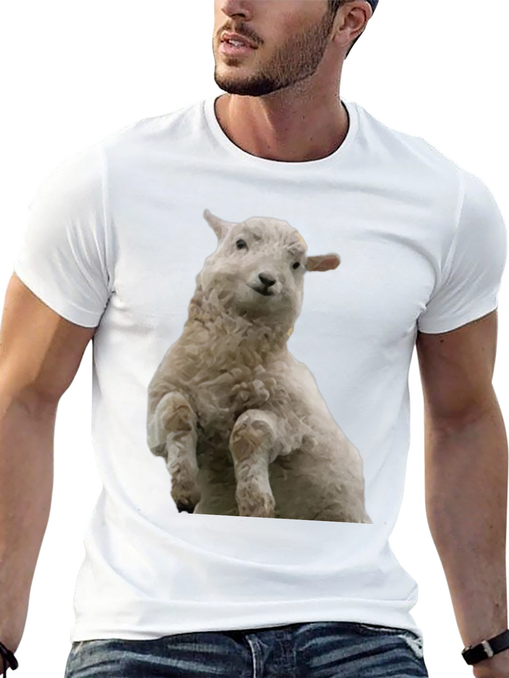 Black T-Shirt with Sheep Graphic
