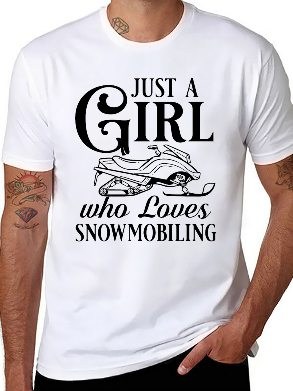 Just a Girl Who Loves Snowmobiling Black T-Shirt