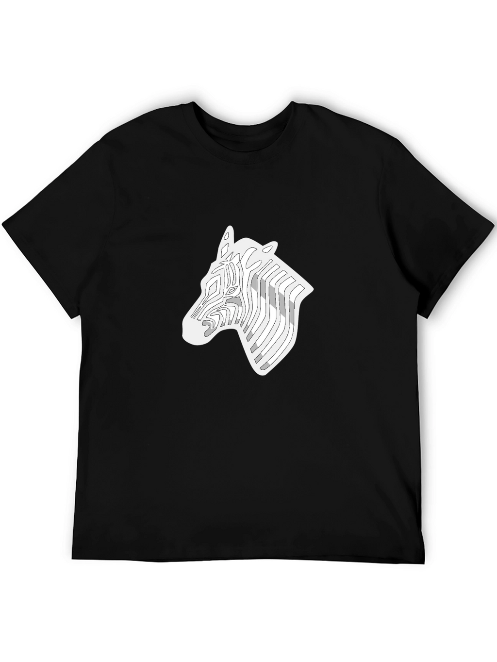 Abstract Zebra Head Graphic Black T-Shirt