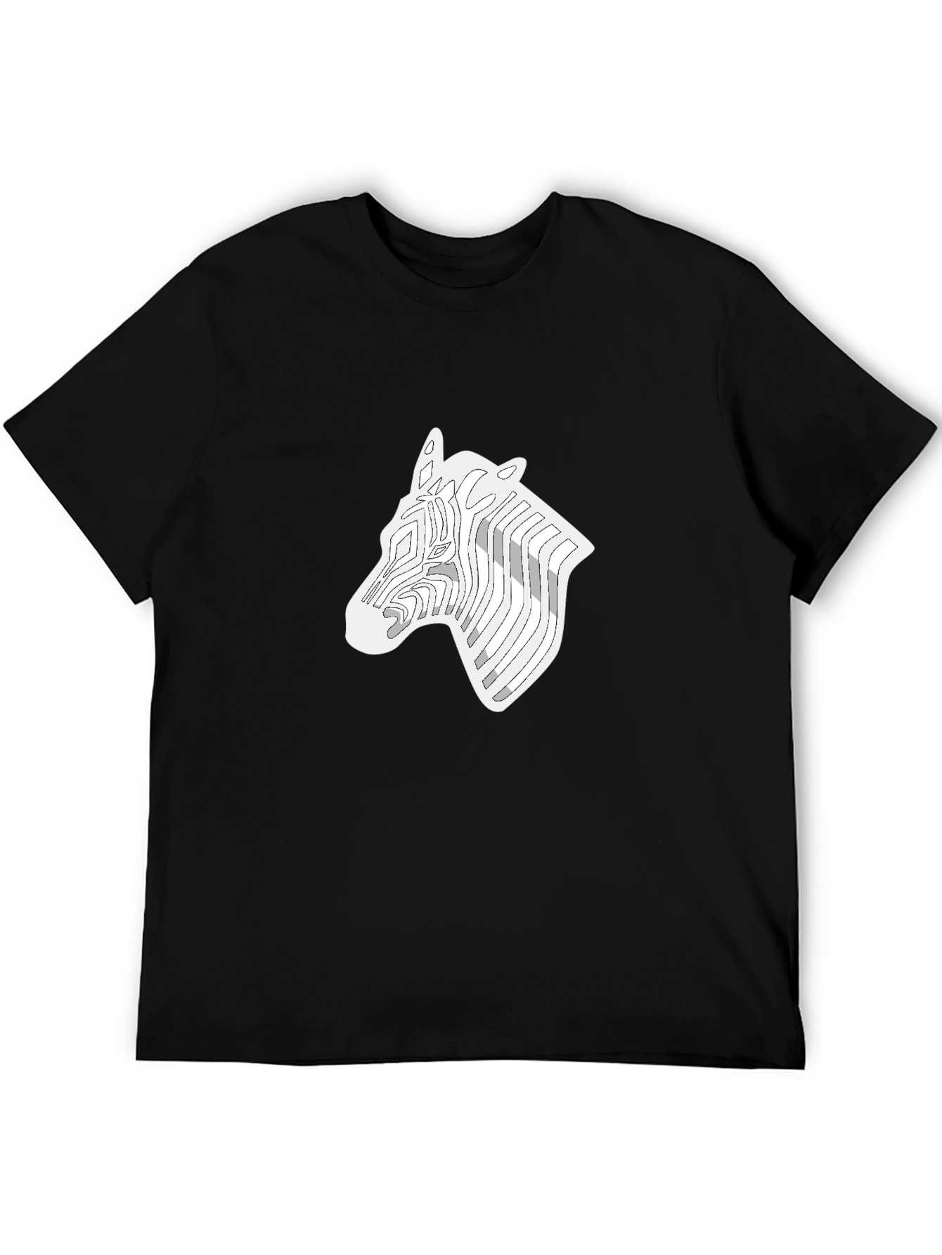 Abstract Zebra Head Graphic Black T-Shirt