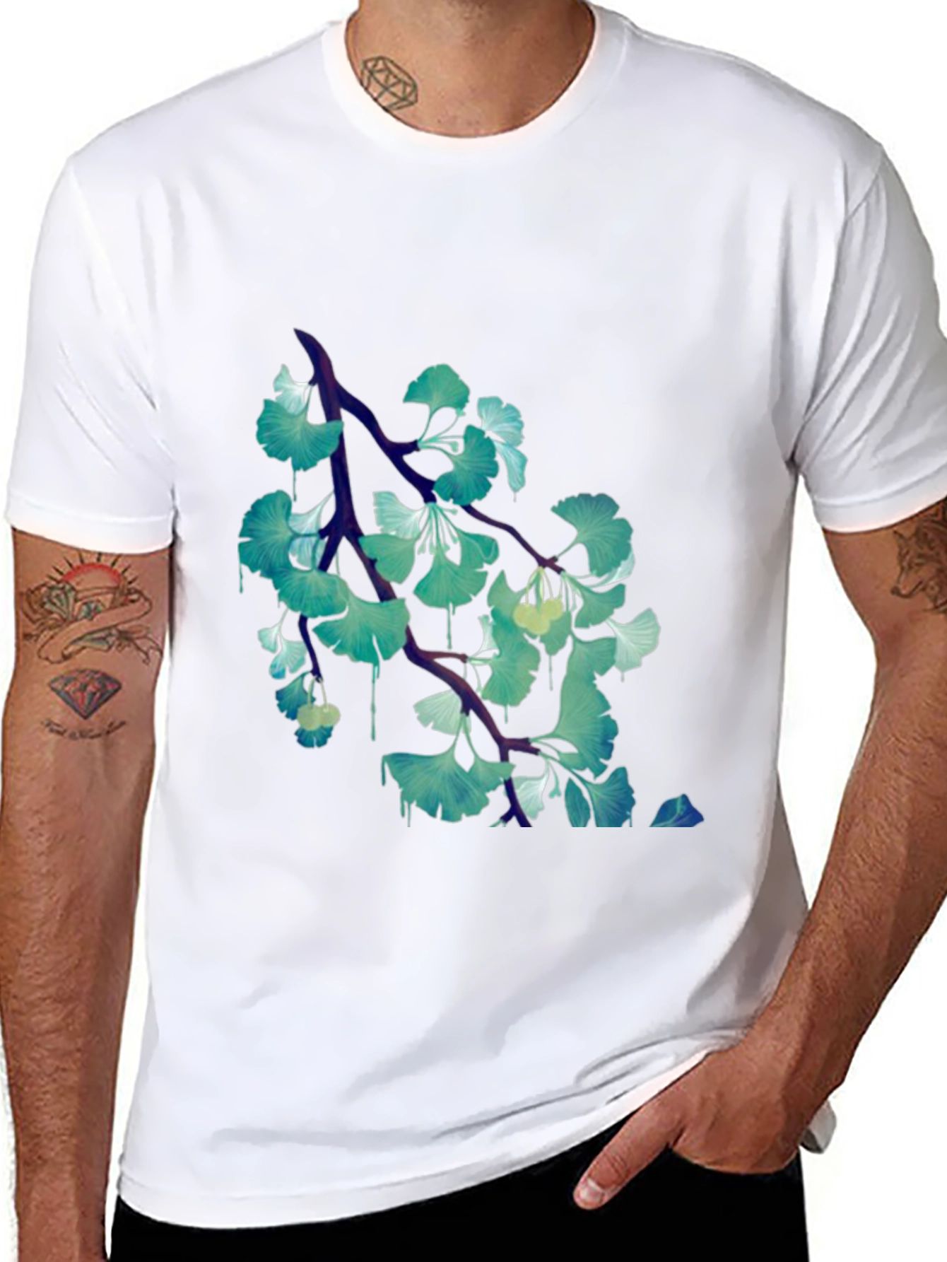 Ginkgo Leaf Branch Black T-Shirt