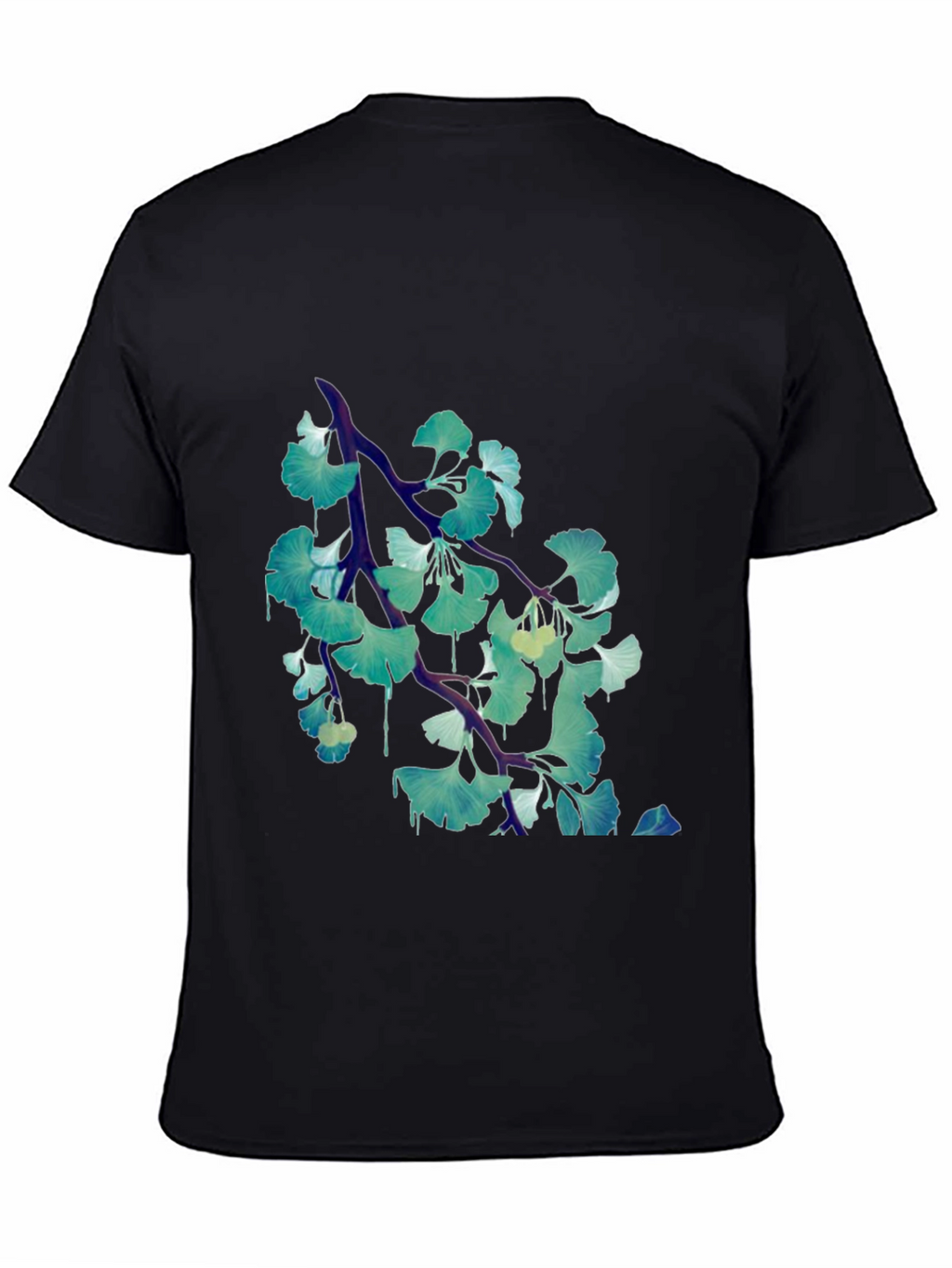 Ginkgo Leaf Branch Black T-Shirt