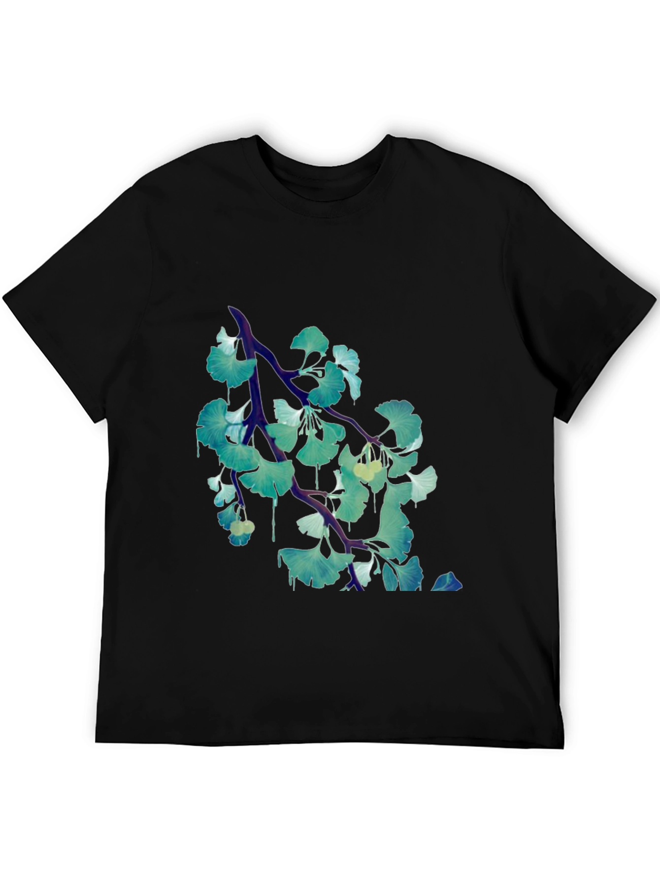 Ginkgo Leaf Branch Black T-Shirt