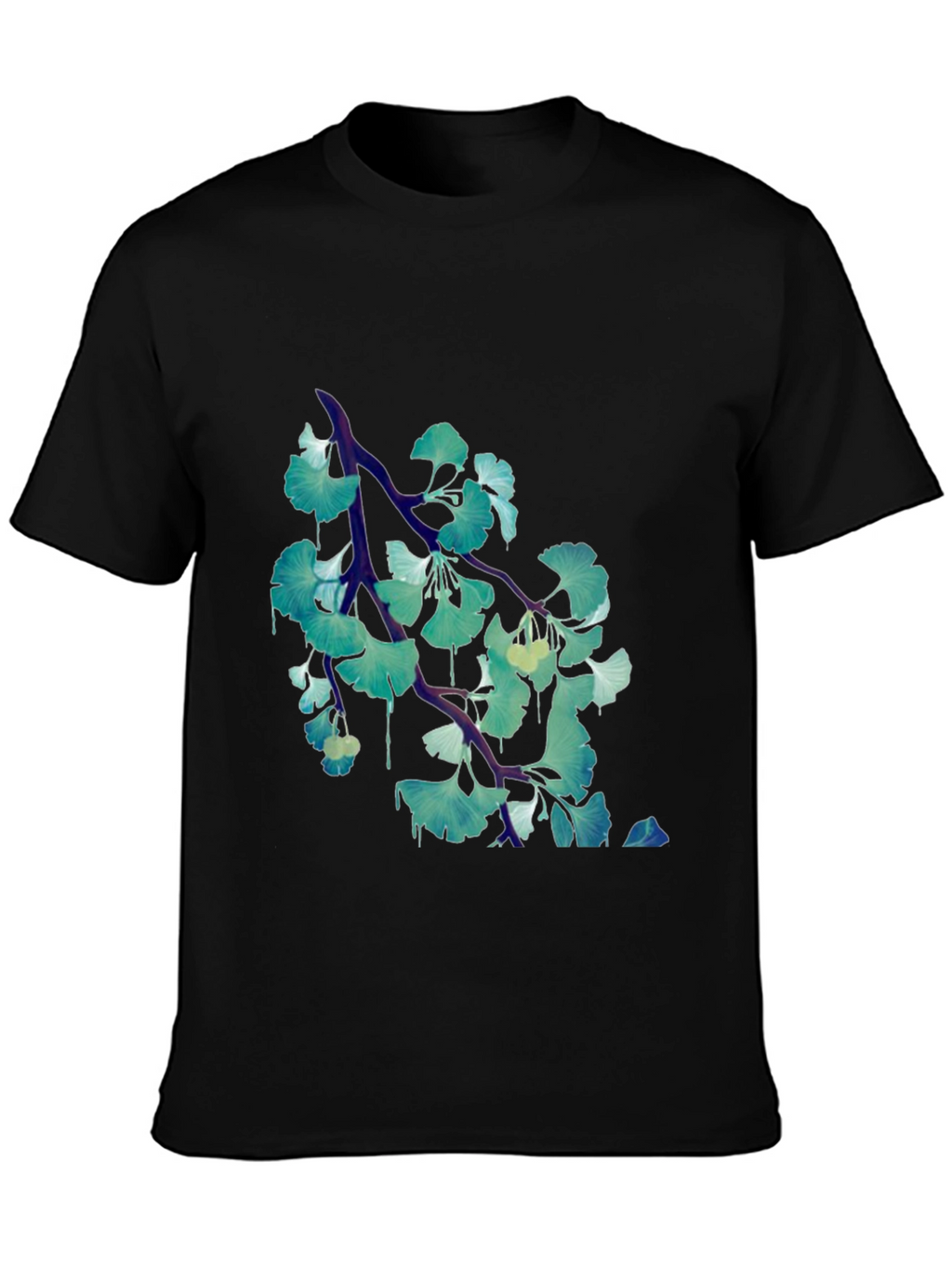 Ginkgo Leaf Branch Black T-Shirt