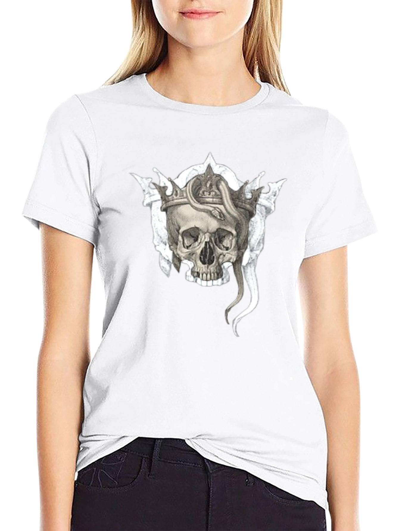 Skull & Snake Crown Graphic Black T-Shirt