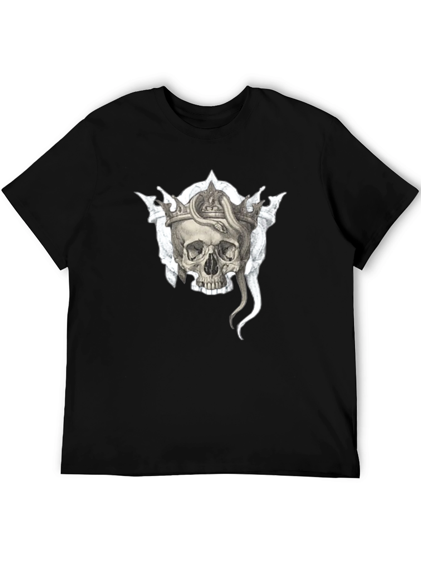 Skull & Snake Crown Graphic Black T-Shirt