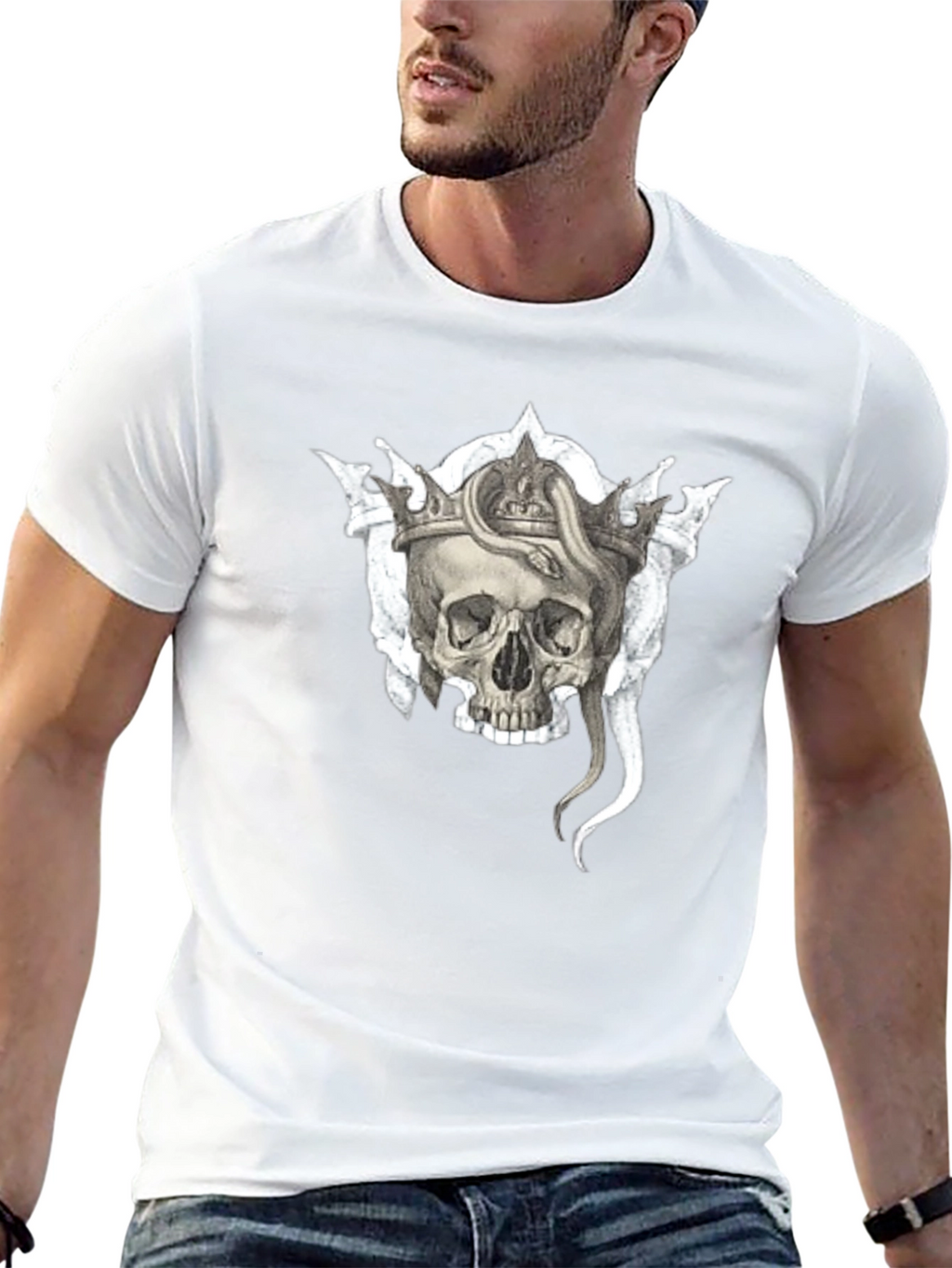 Skull & Snake Crown Graphic Black T-Shirt