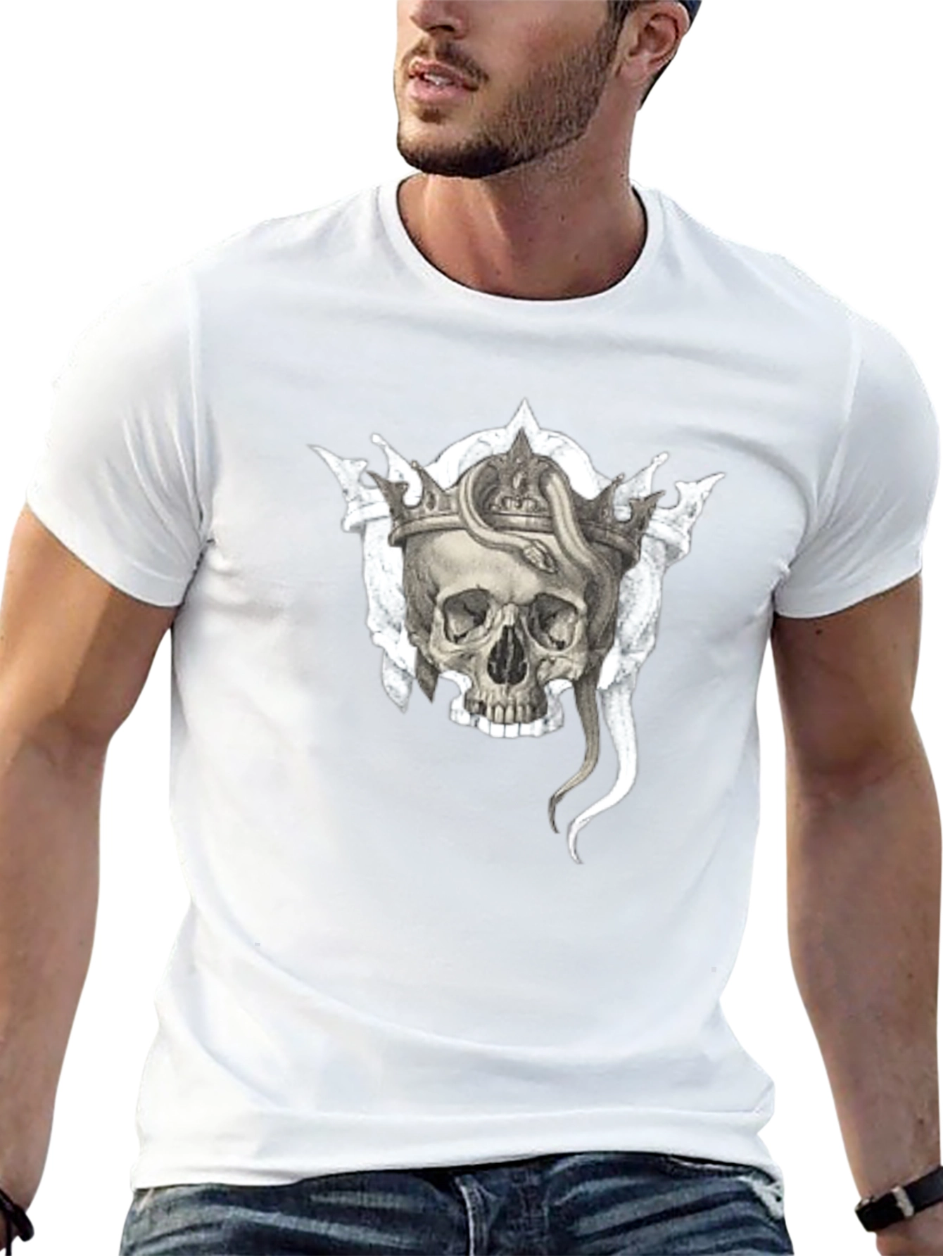 Skull & Snake Crown Graphic Black T-Shirt