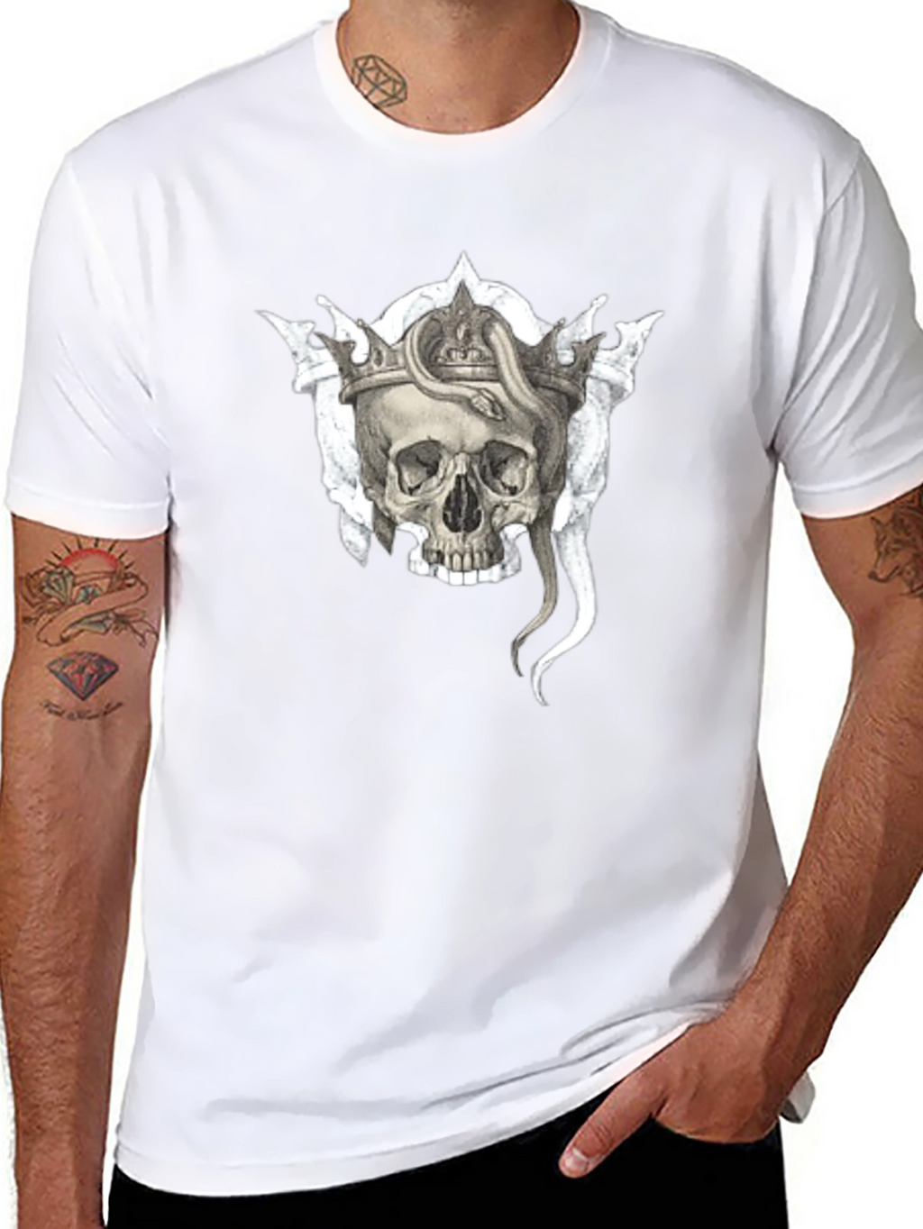 Skull & Snake Crown Graphic Black T-Shirt