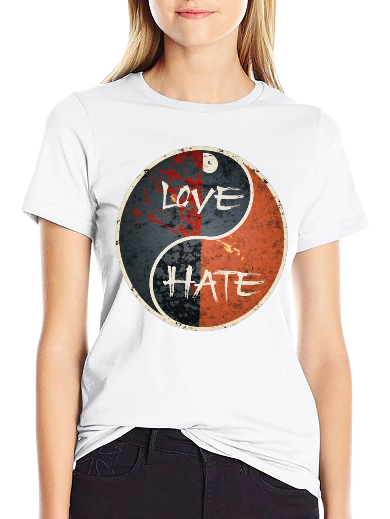 Love Hate Yin Yang Graphic T-Shirt