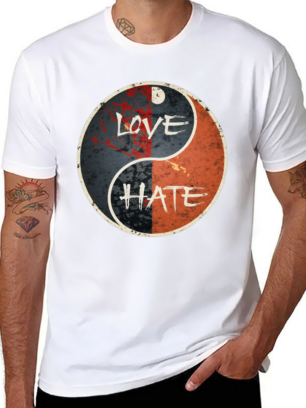 Love Hate Yin Yang Graphic T-Shirt