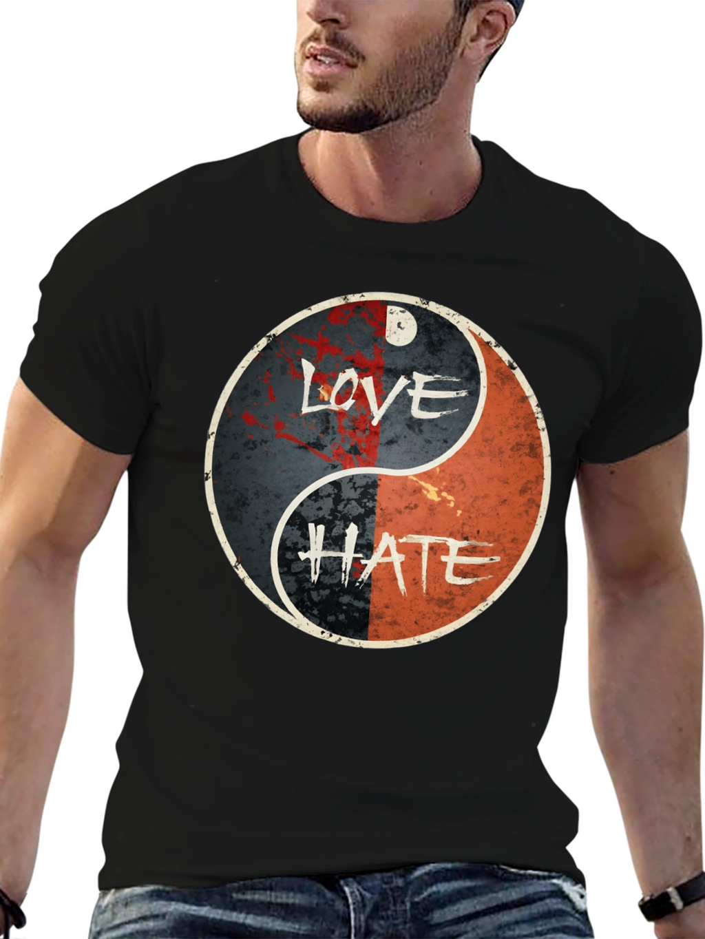 Love Hate Yin Yang Graphic T-Shirt