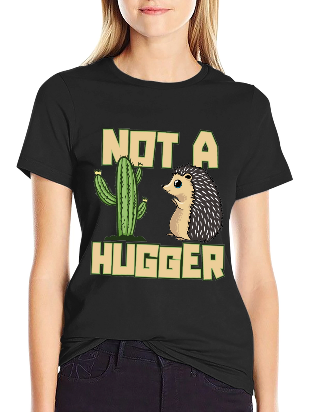 Not a Hugger T-Shirt - Cactus & Hedgehog Design