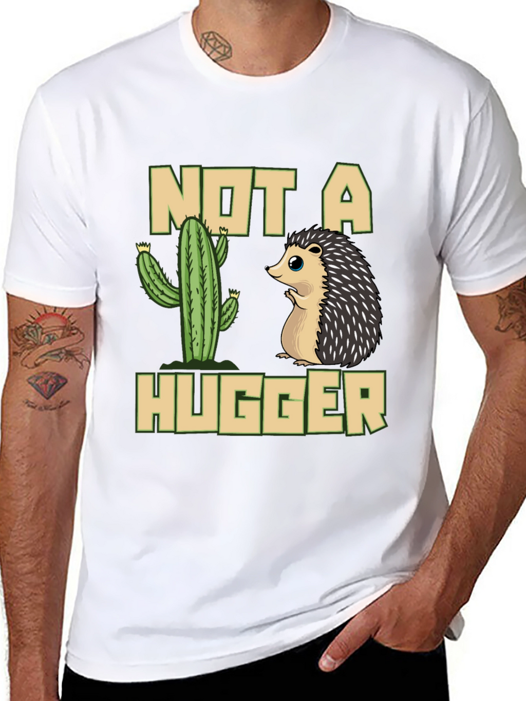 Not a Hugger T-Shirt - Cactus & Hedgehog Design