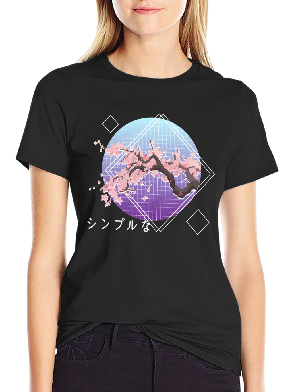 Cherry Blossom Aesthetic T-Shirt - Japanese Vaporwave Design