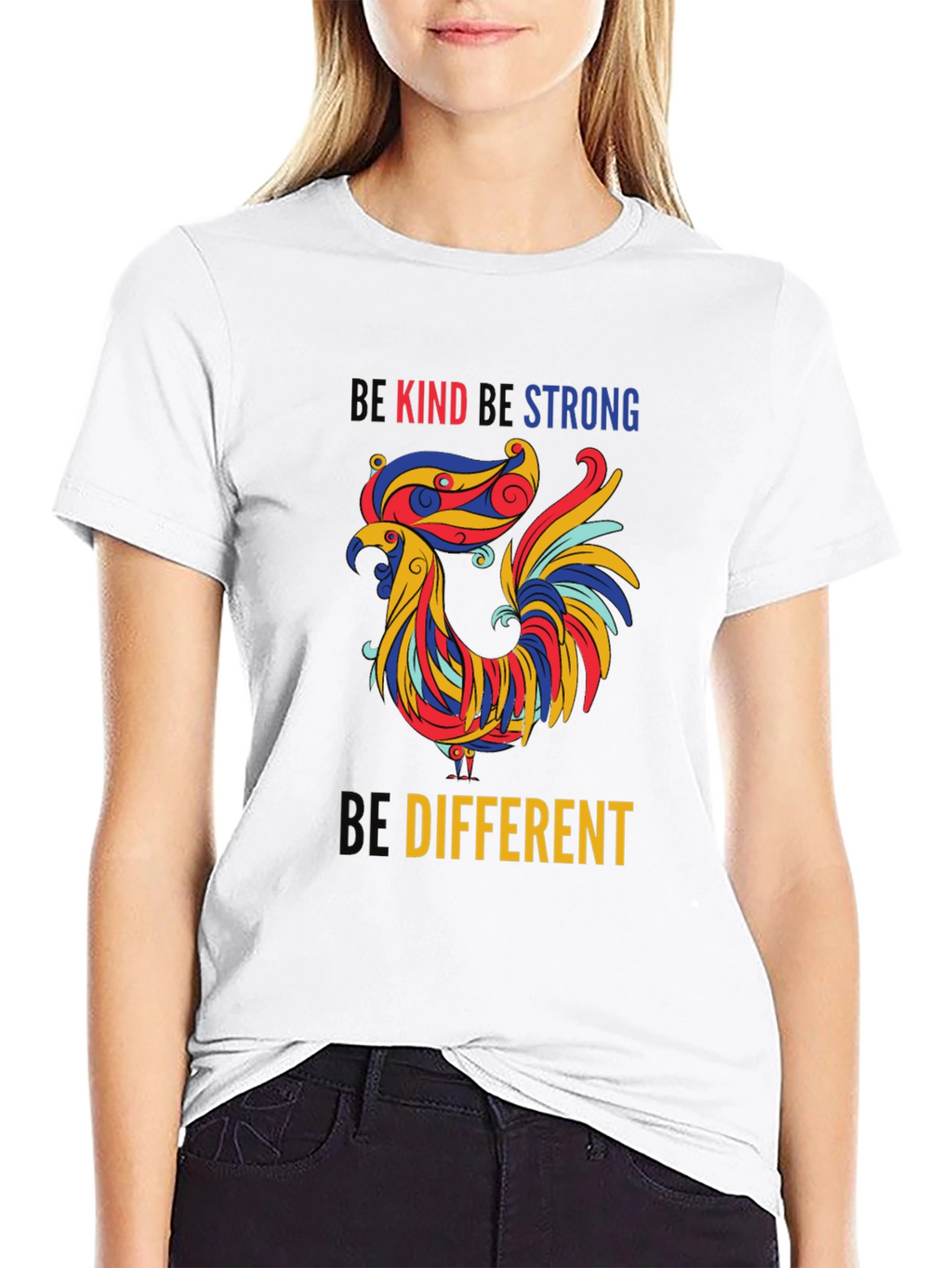 Be Kind Be Strong Be Different Rooster T-Shirt