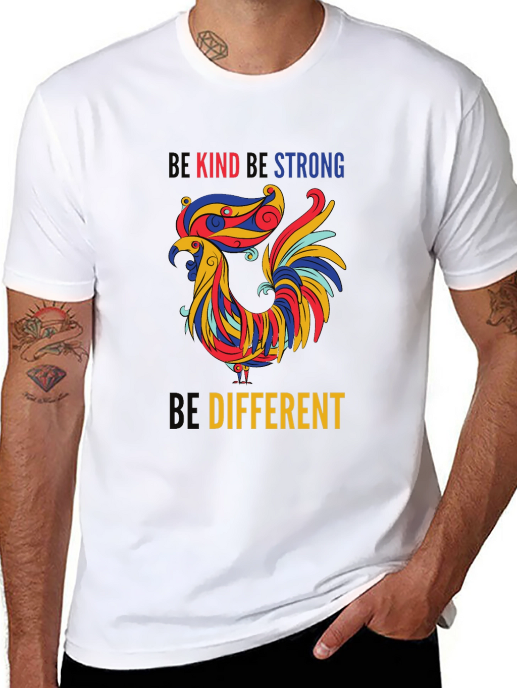 Be Kind Be Strong Be Different Rooster T-Shirt
