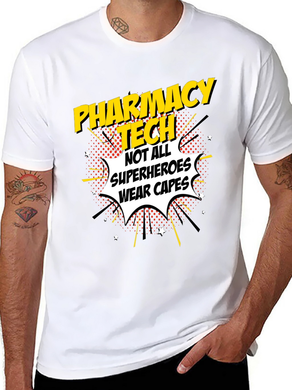 Pharmacy Tech Superhero Graphic T-Shirt