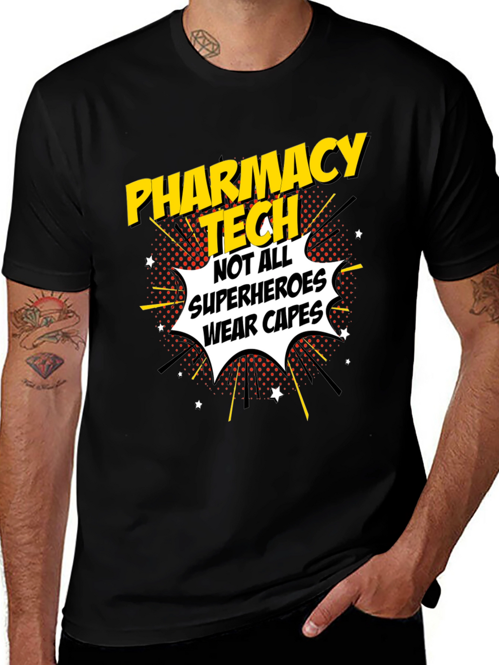 Pharmacy Tech Superhero Graphic T-Shirt