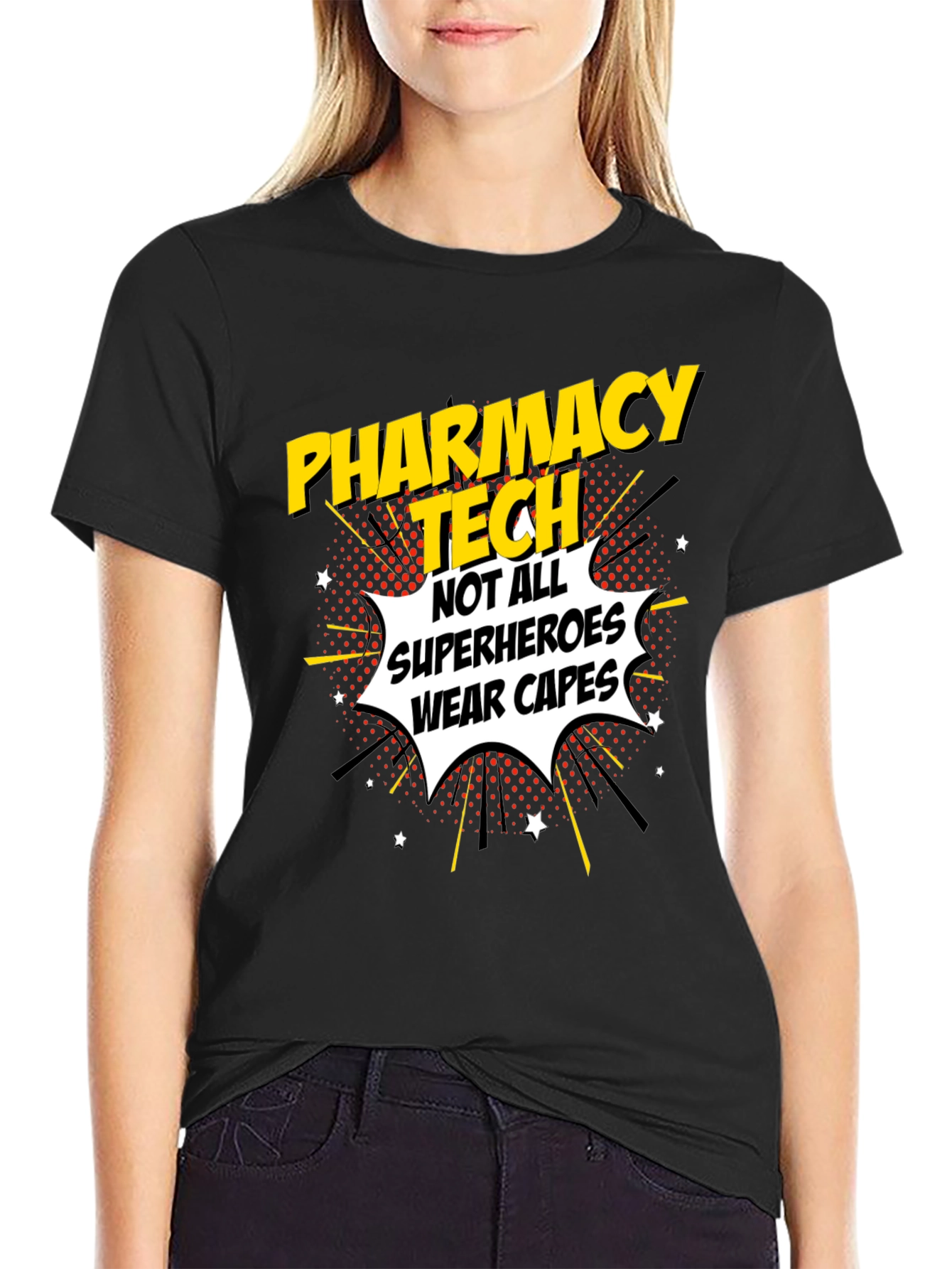 Pharmacy Tech Superhero Graphic T-Shirt
