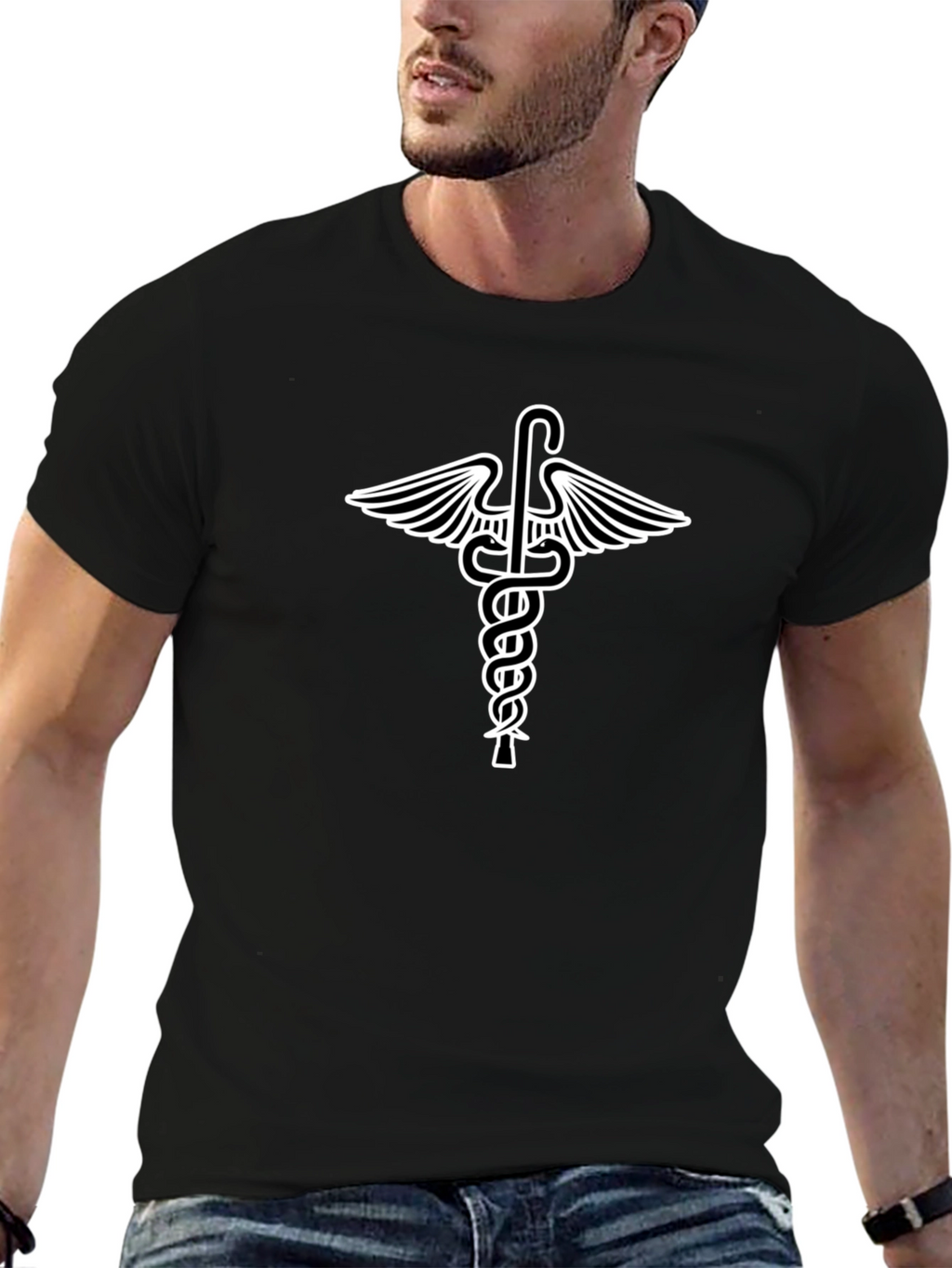 Caduceus Symbol Graphic T-Shirt