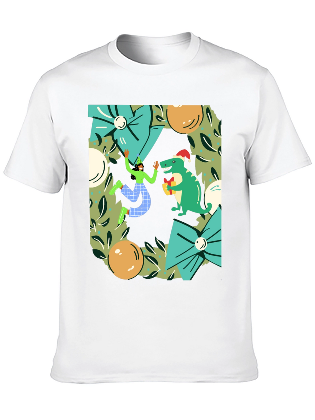 Festive Dinosaur Christmas T-Shirt