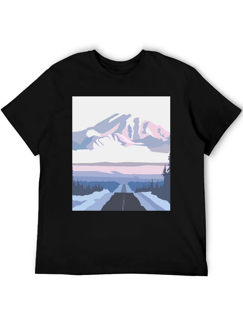 Mountain Road Graphic Tee - Black Cotton