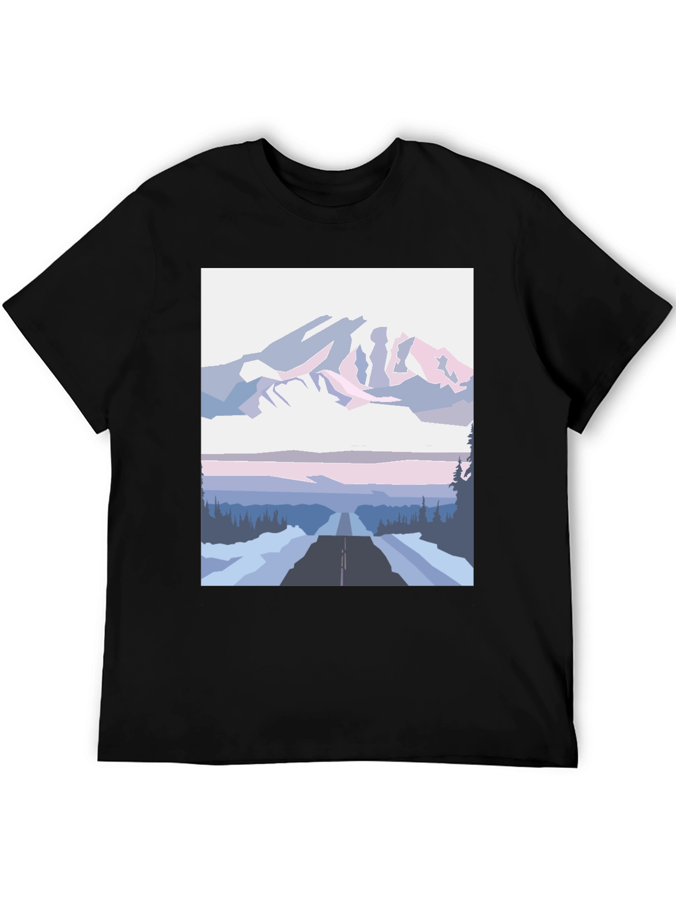 Mountain Road Graphic Tee - Black Cotton