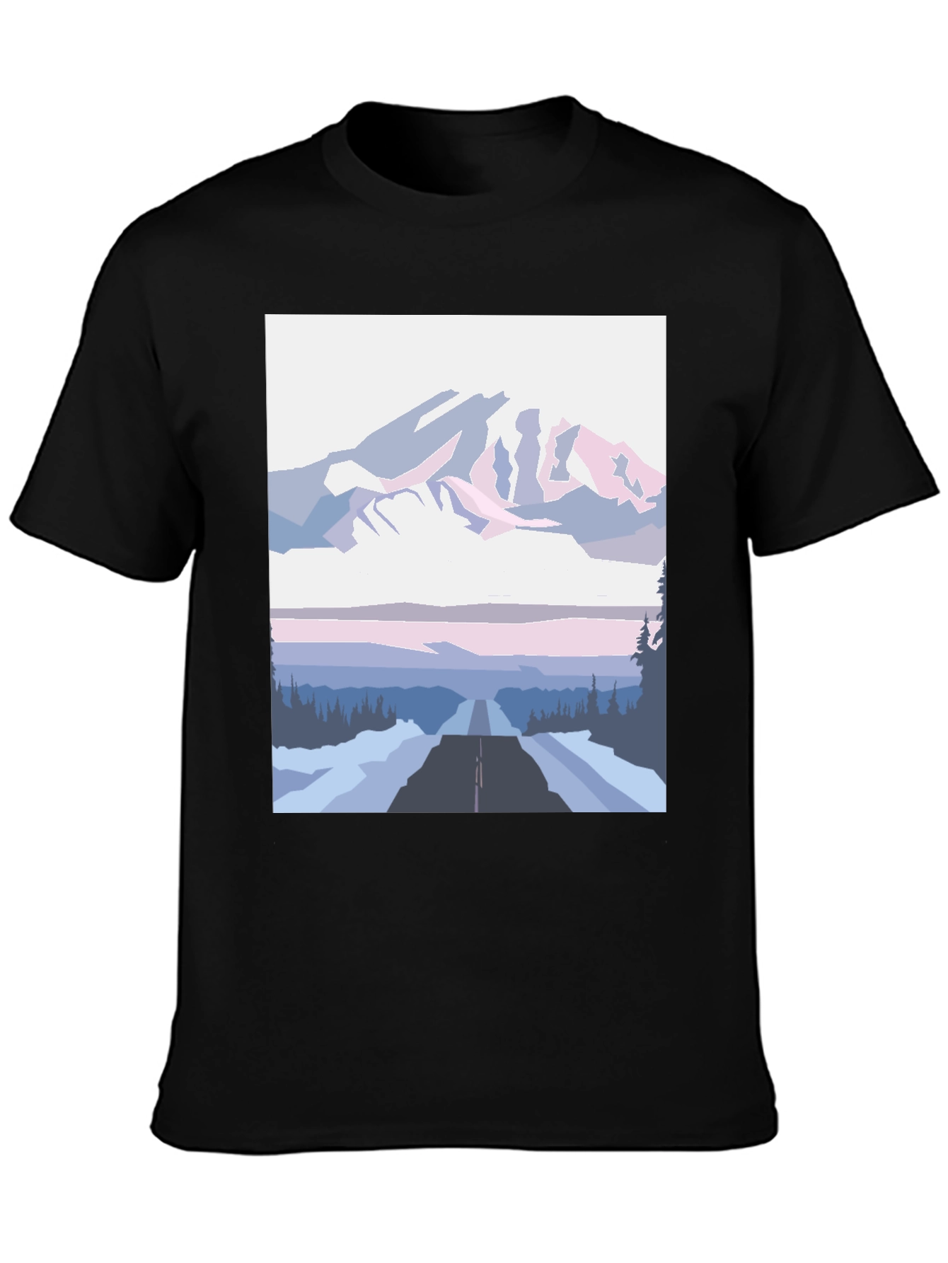 Mountain Road Graphic Tee - Black Cotton