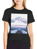 Mountain Road Graphic Tee - Black Cotton