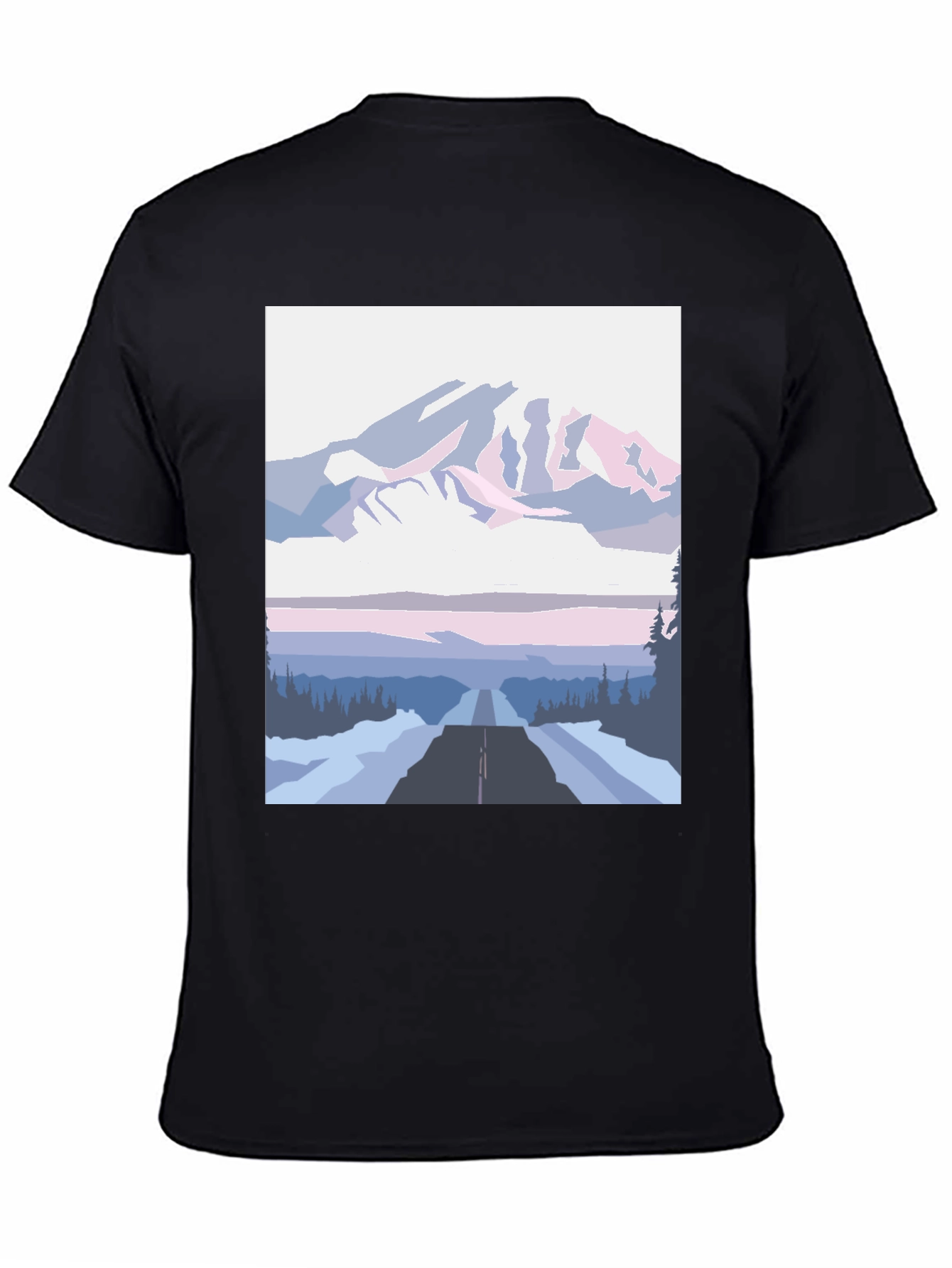 Mountain Road Graphic Tee - Black Cotton