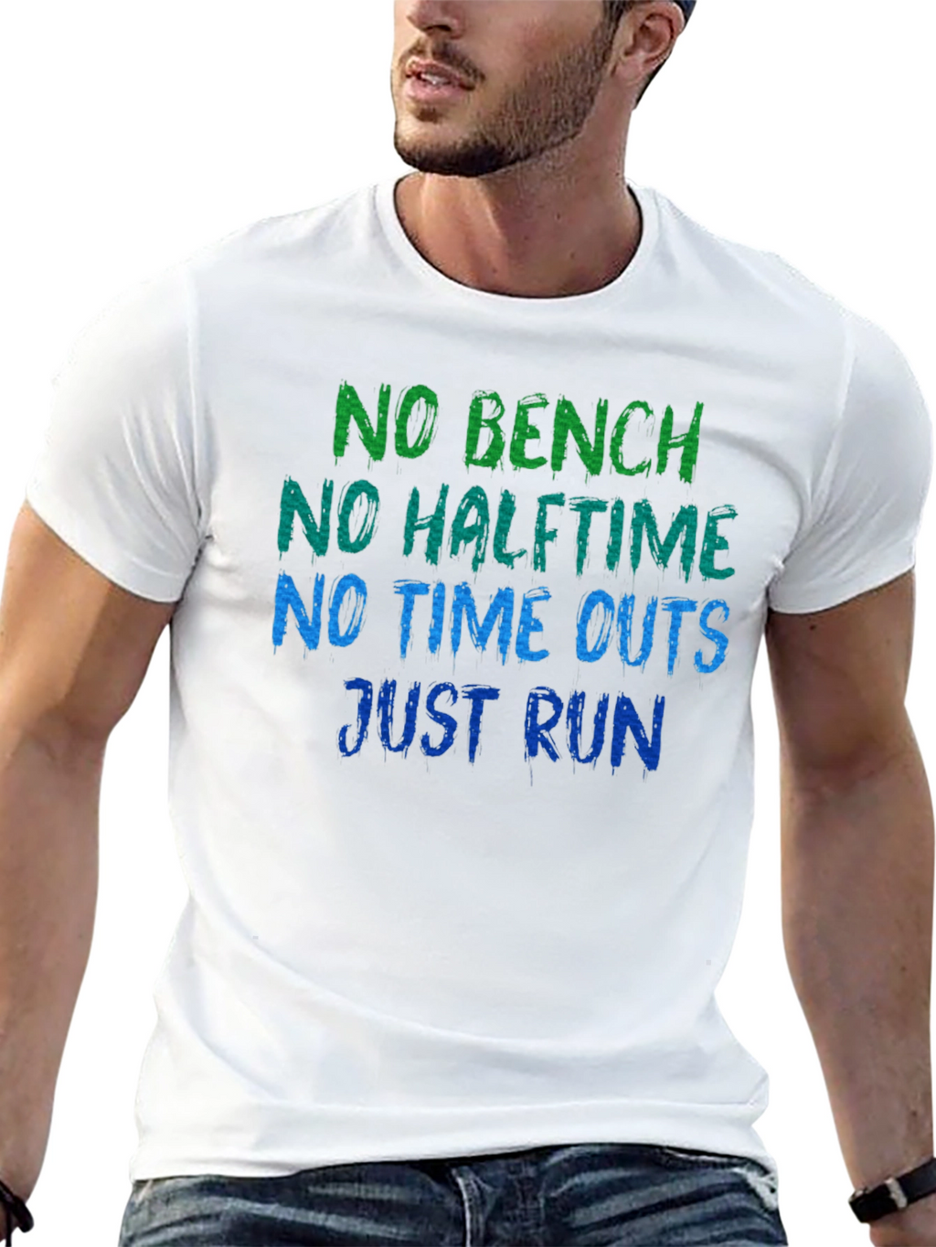 No Bench No Halftime Just Run Black T-Shirt