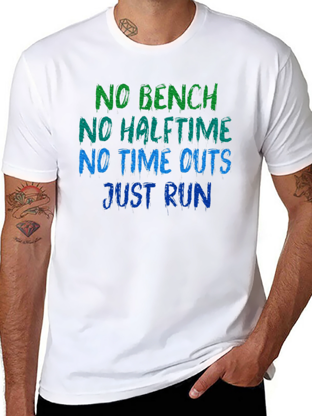 No Bench No Halftime Just Run Black T-Shirt