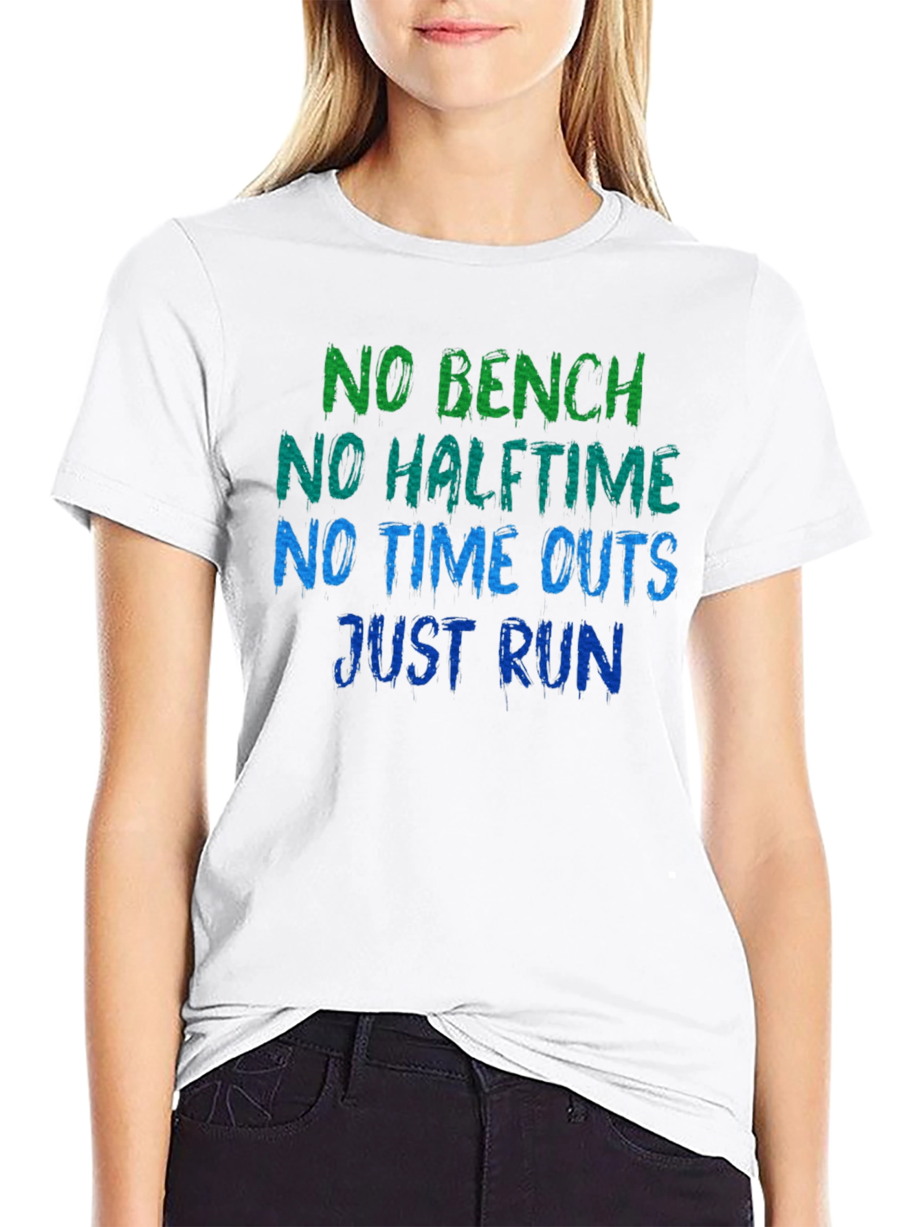 No Bench No Halftime Just Run Black T-Shirt