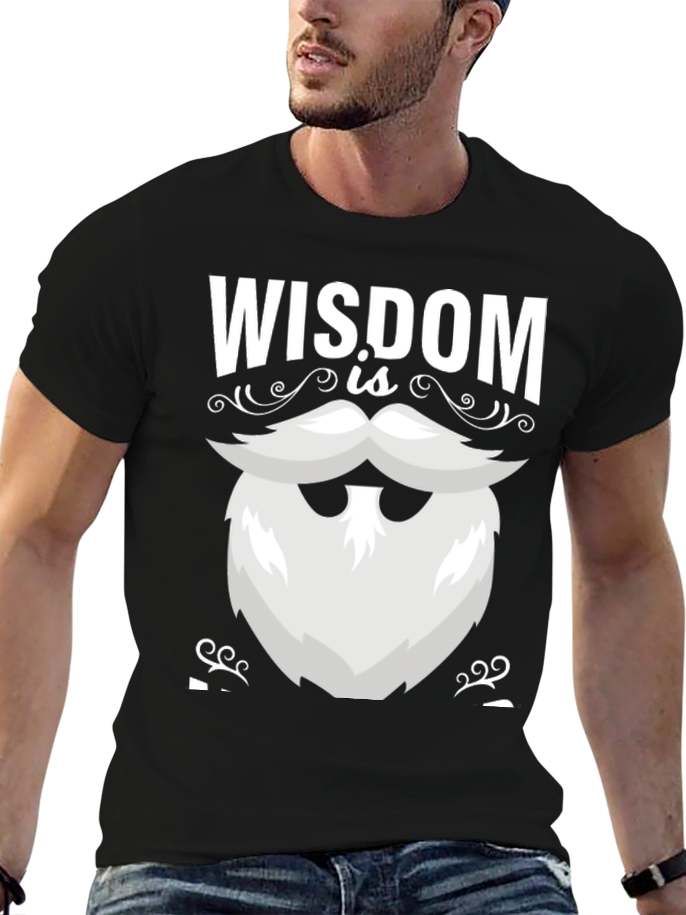 Wisdom Beard Graphic Tee - Black Cotton T-Shirt