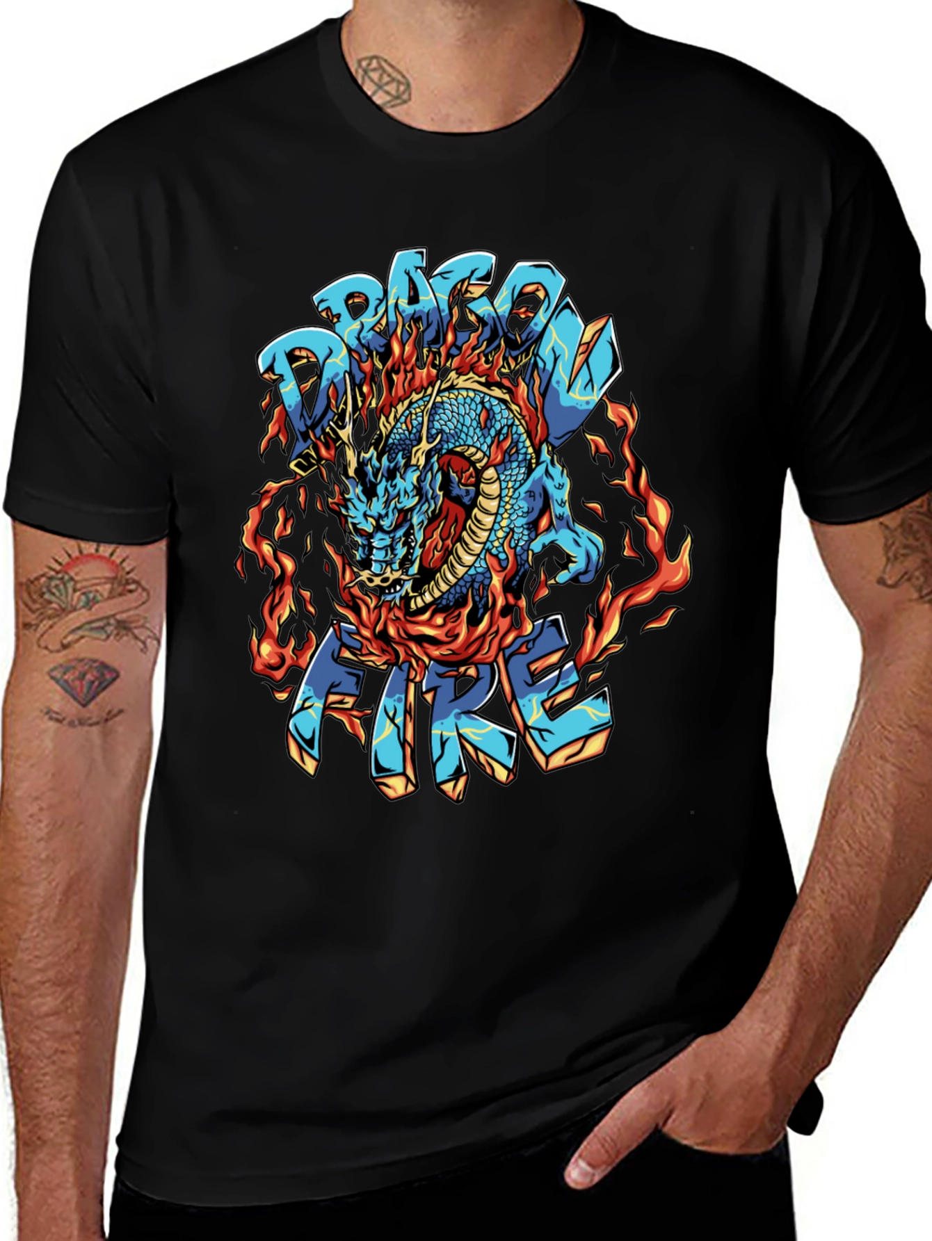 Dragon Fire Graphic Black T-Shirt