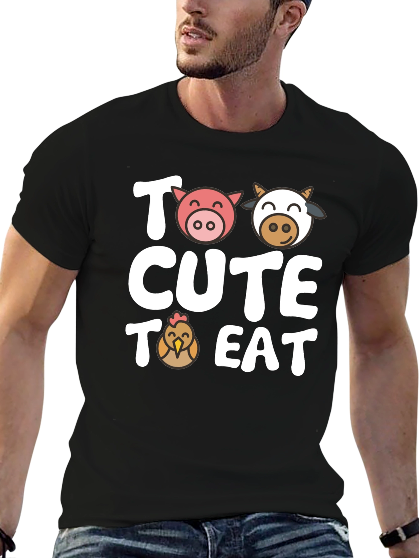 Too Cute to Eat Farm Animal Graphic T-Shirt