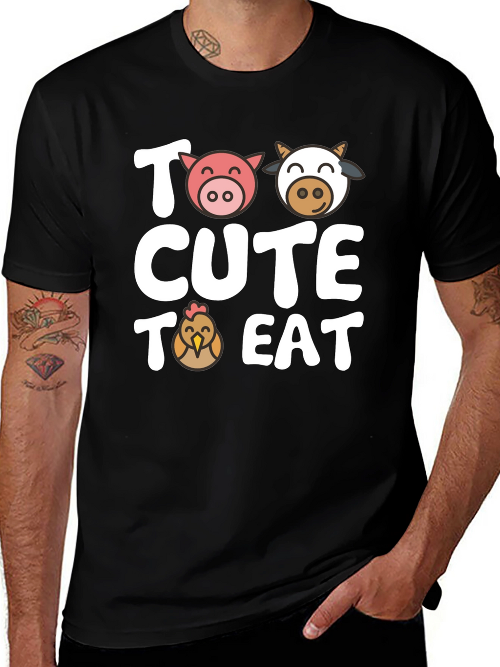 Too Cute to Eat Farm Animal Graphic T-Shirt